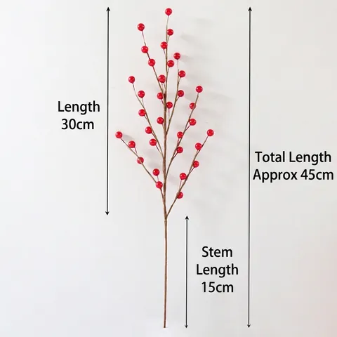 Artificial Red Berry Stems Faux Holly Branches Foam Plastic Berries Christmas Festive Home Floral Arrangement Decor