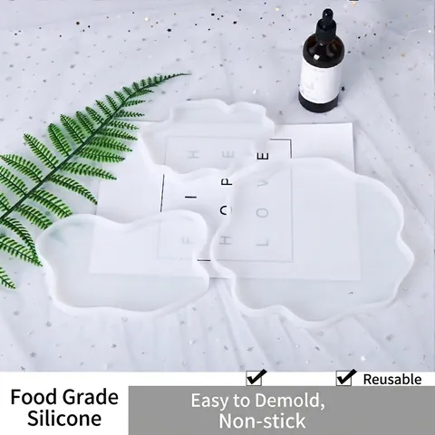 Moule En Résine Pour Sous-Verre Irrégulier Silicone De Qualité Alimentaire Surface Miroir Pour Décoration De Table Bricolage Flexible