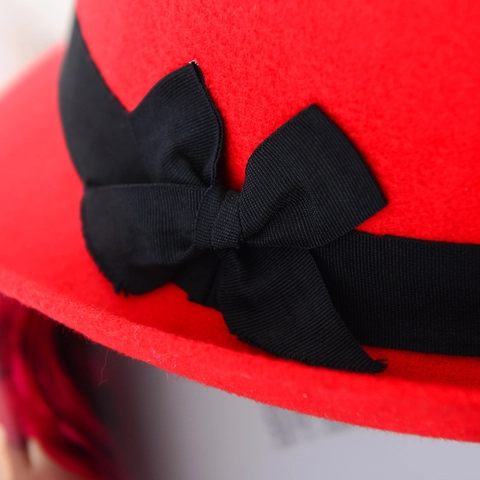 Women Cloche Hat Imitation Wool Felt Round Top British Style Vintage Winter Bowknot Ribbon Fedora Bucket Cap