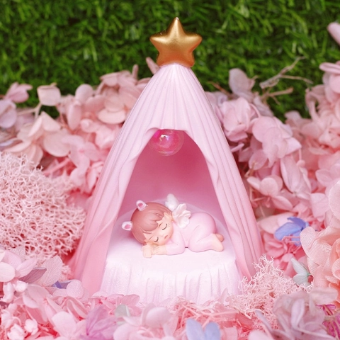 Resin Sleeping Angel Night Light Tent Desktop Ornament Dreamy Girl Heart Room Decor Birthday Gift For Kids Friends