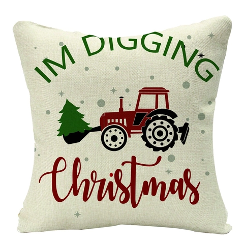 Weihnachts Kissenbezug Leinenmischung Büffelkaro Weihnachtsmann Rentier Dekorative Kissenhülle Feiertag Haus Sofa Dekor