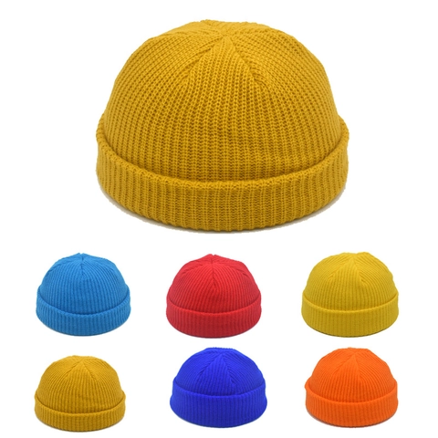 Knitted Beanie Hat Solid Color Warm Winter Skull Cap Cuffed Soft Elastic Unisex For Outdoor Daily Cold Weather