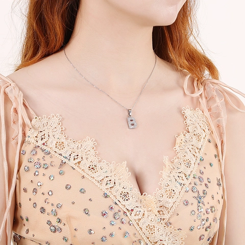 Collana Con Ciondolo Alfabeto In Acciaio Inossidabile Zirconia Cubica Completa Lettera A-Z Gioielli Di Moda Per Donne