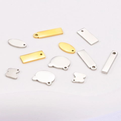 Colgantes De Acero Inoxidable Pulido Etiquetas En Blanco Baño De Oro Accesorios De Joyería DIY Para Collar Pulsera