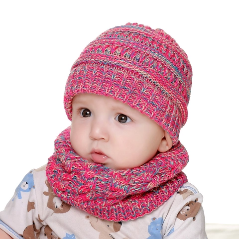 Baby Winter Knitted Hat And Scarf Set Thickened Fleece Lining Striped Cable Knit Warm Beanie Cap For Toddlers Boys Girls