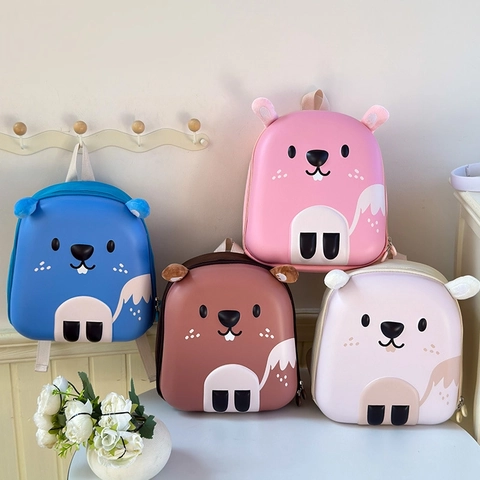 Zaino Per Bambini Simpatico Scoiattolo Cartone Animato 3D Guscio Rigido EVA Impermeabile Leggero Scuola