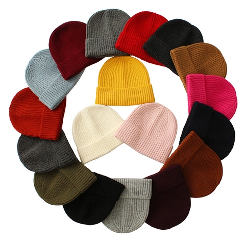 Winter Warm Ribbed Knit Beanie Hat For Men Women Solid Color Cuffed Acrylic Skull Cap Casual Outdoor Fashion Headwear