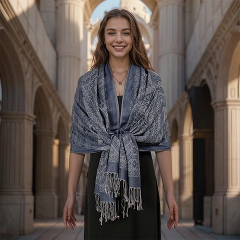 Sciarpa Pashmina Da Donna Scialle Jacquard Paisley Nappe Retro Stile Etnico Avvolgente Lunga Decorativa Primavera Autunno Inverno