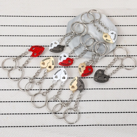 Best Friends Keychains Magnetic Split Heart Alloy Metal Matching Pendant Charm Gift For BFF Friendship Jewelry