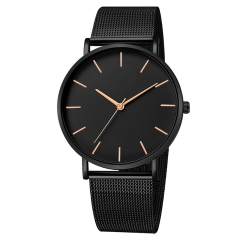 Orologio Al Quarzo Da Uomo Minimalista Ultra Sottile Cassa In Lega Cinturino In Maglia Acciaio Inossidabile Moda Business