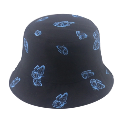 Wendehut Mit Schmetterlingsdruck Atmungsaktiver Baumwoll Sonnenhut Sommer Outdoor Fischerhut Damen
