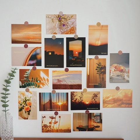 Sunset Scenery Postcards White Cardboard Aesthetic DIY Bedroom Wall Decor Art Cards Ins Style