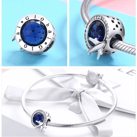 Travel Series Charms 925 Sterling Silver Enamel Zircon Beads Airplane Globe Camera Hot Air Balloon Style For DIY