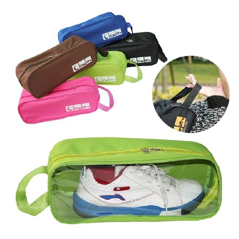 Portable Travel Shoe Storage Bag Oxford Cloth Waterproof Breathable Pouch With Hand Strap Transparent Window Zipper