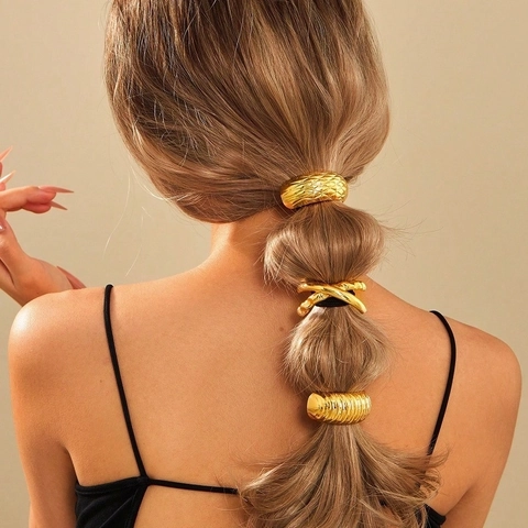 Elastici Per Capelli Geometrici In Metallo Per Coda Di Cavallo Accessori Per Capelli Oro Minimalisti
