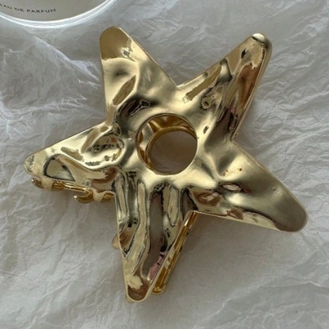 Star Hair Claw Clip Hollow Metal Gold Hammered Texture Large Shark Clip For Women Girls Hair Accessories