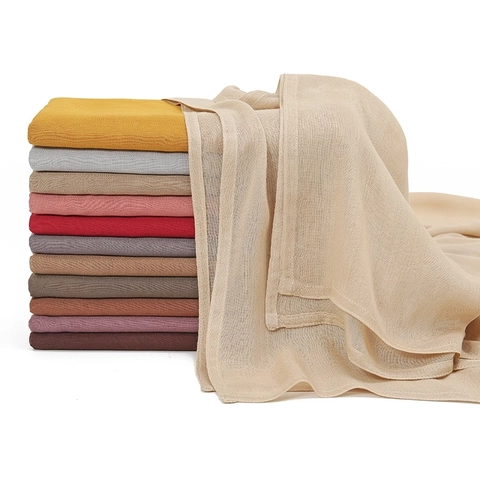 Foulard Hijab en Rayonne Légère pour Femmes Grand Doux Respirant Couleur Unie Châle Enveloppant pour Dame Musulmane Foulard de Mode Quotidienne