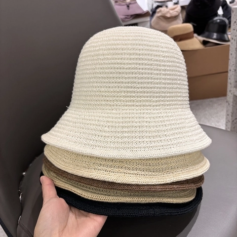 Cappello Da Pescatore In Maglia Da Donna Leggero Traspirante Protezione Solare Versatile Semplice Pieghevole Con Tesa Filo