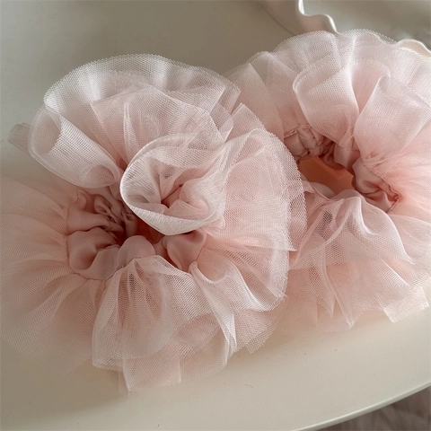 Chouchou En Dentelle Rose Large Élastique Cheveux Support Queue De Cheval Style Princesse Ballet Accessoires Cheveux Femmes