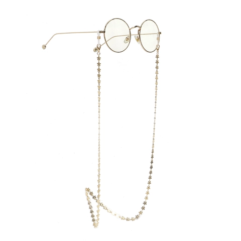 Fashion Glasses Chain Metal Flower Design Gold Plated Anti-Slip Eyewear Strap With Silicone Loops For Women