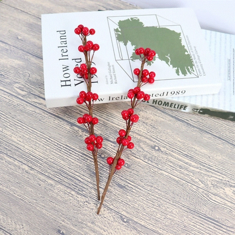 Artificial Red Berry Stems Christmas Decorative Foam Berries For Vase Filler Home Decor Festive Winter Accessory