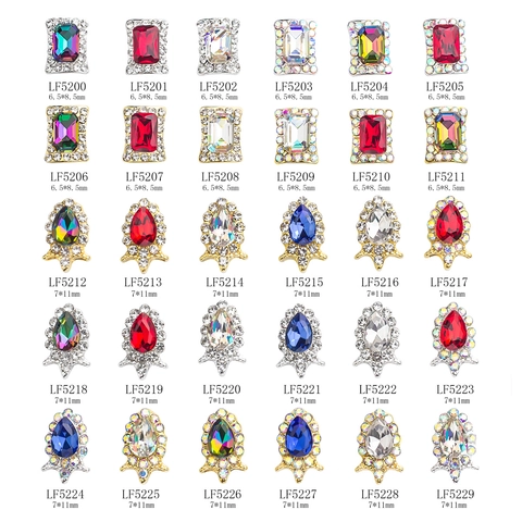 Luxury Alloy Nail Art Charms With K9 Crystal Glass Water Drop Rectangle 3D Rhinestones DIY Manicure Decorations