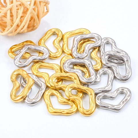 Colgante Corazón Hueco Acero Inoxidable Chapado En Oro 18K Textura Irregular DIY Collar Pulsera Accesorios Para Joyería