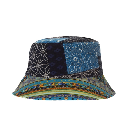 Καπέλο Bucket Διπλής Όψης Patchwork Σουέτ Ύφασμα Boho Ethnic Στυλ Προστασία Από Τον Ήλιο Πτυσσόμενο Για Άνδρες Γυναίκες