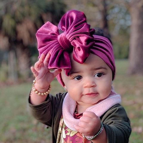 Baby Girls Velvet Headband Oversized Big Bow Hair Band Elastic Wide Turban For Infants Toddlers Kids Solid Color Fashion