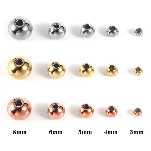 Stainless Steel Loose Beads Polished Round Spacer Beads For DIY Jewelry Making Bracelet Necklace Color Retention