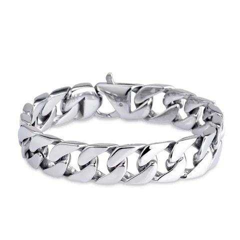 Heren Roestvrijstalen Cubaanse Schakelarmband Gepolijst Punk Stijl Hip Hop Mode Zware Metalen Ketting