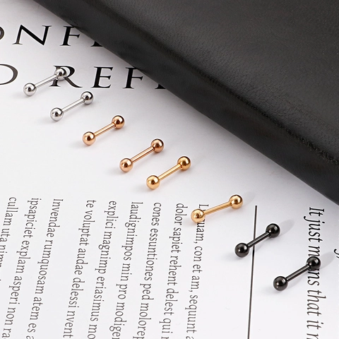 Minimalist Round Ball Barbell Stud Earrings Stainless Steel Threaded Screw Back Cartilage Piercing Jewelry For Men Women