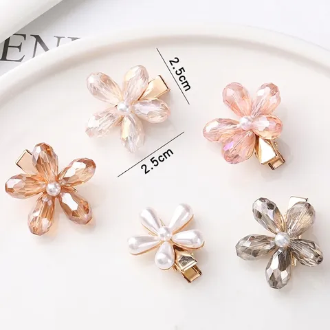 Molletta Per Capelli Fiore Lega Cristallo Perla Artificial Finta Stile Coreano Mini Fermaglio Copricapo Elegante Per Donne Ragazze