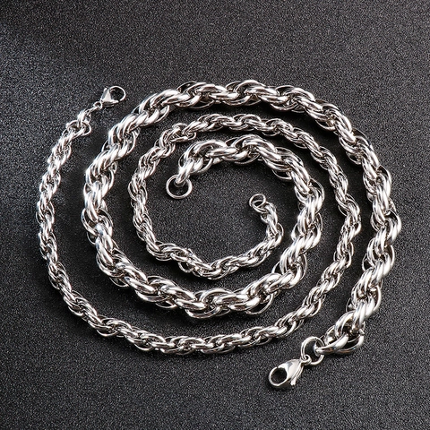 Herren Hip Hop Seilkette Halskette Edelstahl Gedrehte Gliederkette Urban Punk Schmuck
