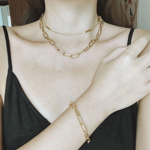 Westlich Minimalistisch Legierung Büroklammer-Kette Armband Für Damen Geometrisch Herz Kleeblatt Böser Blick Strass Schmuck