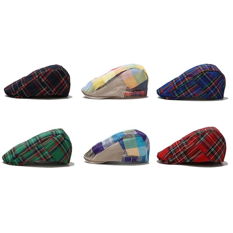 Unisex Britischer Retro Karomuster Schiebermütze Verstellbar Polyester Baskenmütze Für Outdoor Casual Sonnenschutz Mode Ivy Cap
