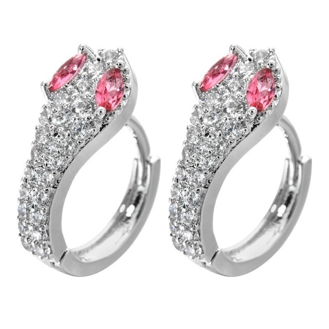 Eleganti Orecchini a Cerchio in Rame con Serpente e Leopardo con Strass per Donna Stile Coreano Forma Animale Gioielli Argento 925