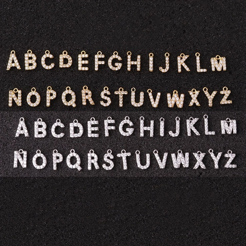 Simple Alphabet Lettre Pendentif Cuivre Incrusté Zircon DIY Bijoux Accessoires Mode Charme Style Alphabétique