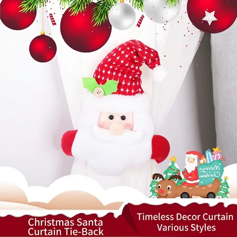 Christmas Curtain Tiebacks Santa Snowman Reindeer Plush Buckle Fastener Holder For Festive Home Window Decoration Soft