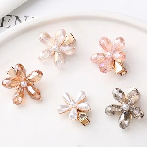 Molletta Per Capelli Fiore Lega Cristallo Perla Artificial Finta Stile Coreano Mini Fermaglio Copricapo Elegante Per Donne Ragazze