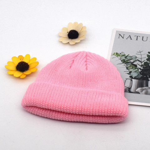 Knitted Beanie Hat Solid Color Warm Winter Skull Cap Cuffed Soft Elastic Unisex For Outdoor Daily Cold Weather