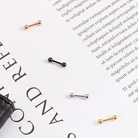 Minimalist Round Ball Barbell Stud Earrings Stainless Steel Threaded Screw Back Cartilage Piercing Jewelry For Men Women