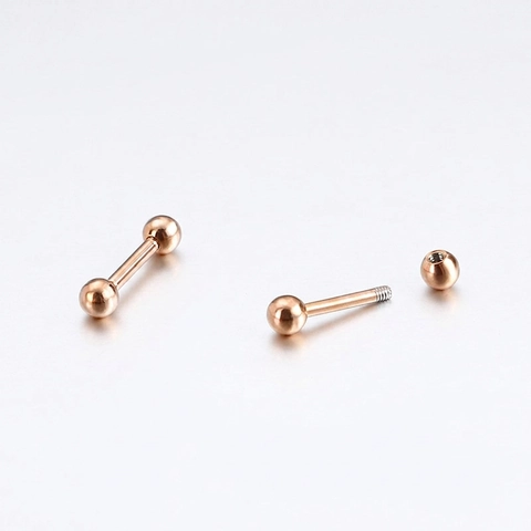 Minimalist Round Ball Barbell Stud Earrings Stainless Steel Threaded Screw Back Cartilage Piercing Jewelry For Men Women