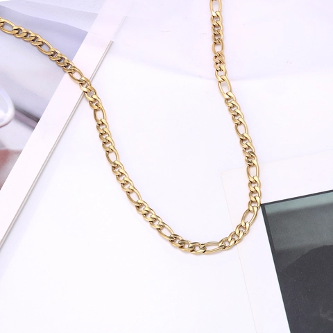 Collana Bracciale A Catena Figaro Placcato Oro 18K Acciaio Inossidabile Minimalista Hip Hop Punk Gioielli Per Donna