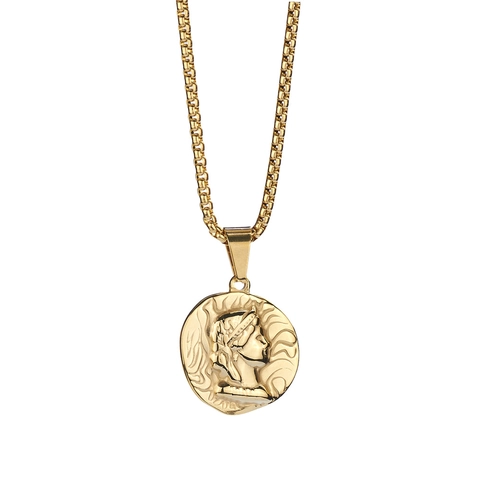 Vintage Romeins Portretreliëf Munt Hanger Ketting Roestvrij Staal Hip Hop Medaillon Sieraden Voor Mannen Vrouwen