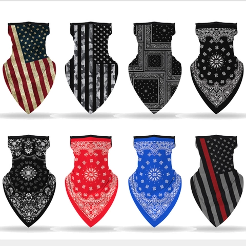 Máscara De Cuello Para Deportes Al Aire Libre Con Bucles Para Orejas Poliéster Transpirable Bandana Triángulo Paisley