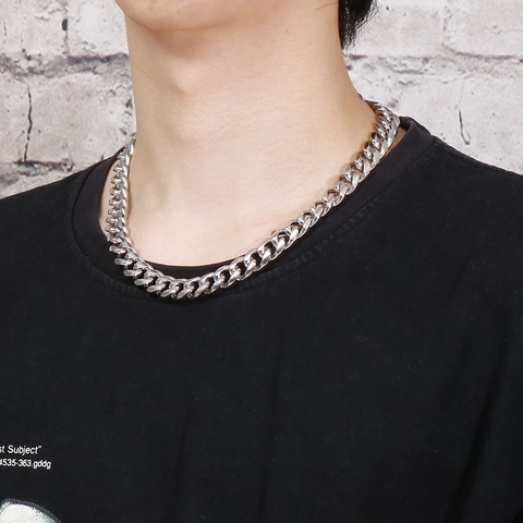 Collana Uomo Catena Cubana Acciaio Inossidabile Pesante Spessa Lucida Hip Hop Punk Streetwear Gioielli