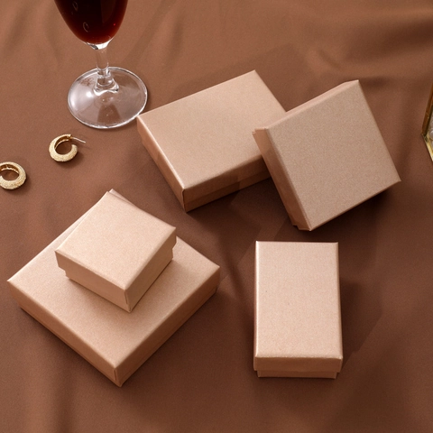 Champagner Gold Schmuck Geschenkbox Für Ohrringe Ringe Halsketten Papier Verpackungsbox Mit Deckel Und Boden Elegant