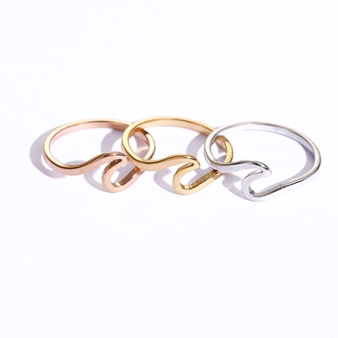 Anello a Onda in Acciaio al Titanio Minimalista per Donna Creativo a Forma di Chevron Irregolare Gioielli in Acciaio Inossidabile