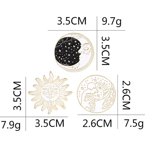 Broches En Émail Soleil Lune Étoile Alliage Épingles Artistiques Célestes Accessoires De Vêtements Esthétiques Bijoux